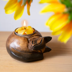 Curled Cat Tealight Holder-Home Décor-Siesta Crafts