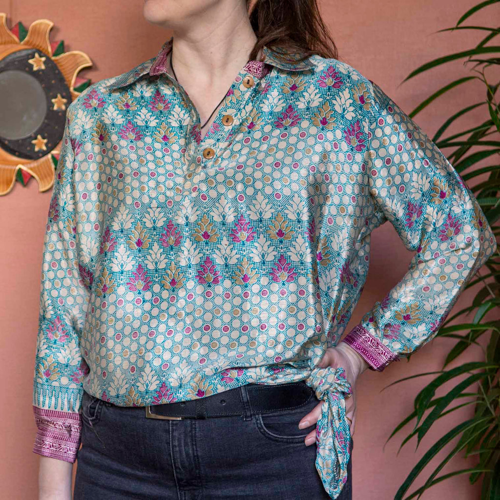 Ladies Recycled Sari Shirt-Shirts-Siesta Crafts