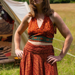 Recycled Sari Bralette Halter Top-Tops-Siesta Crafts