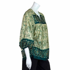 Recycled Sari Puff Sleeve Blouse-Tops-Siesta Crafts