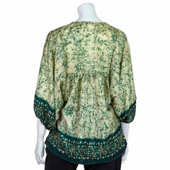 Recycled Sari Puff Sleeve Blouse-Tops-Siesta Crafts