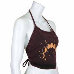 Moon Phases Design Halter Neck Top-Tops-Siesta Crafts