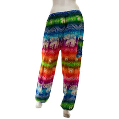 Drawstring Rainbow Elephant Trousers-Trousers-Siesta Crafts