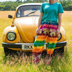 Drawstring Rainbow Elephant Trousers-Trousers-Siesta Crafts