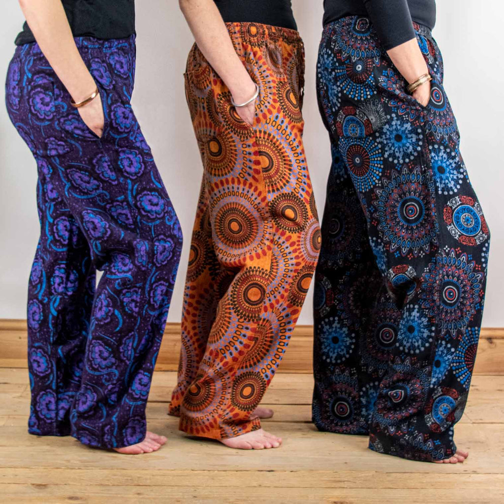 Cotton Straight Leg Trousers-Trousers-Siesta Crafts