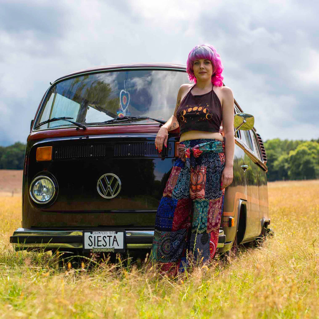 Patchwork Wide Leg Trousers-Trousers-Siesta Crafts