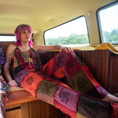 Block Print Patch Jersey Trousers-Trousers-Siesta Crafts