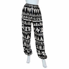 Drawstring Cat Print Trousers-Trousers-Siesta Crafts