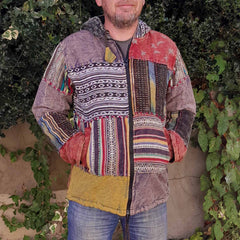Stonewash Patch Print Jacket-Coats, Jackets & Ponchos-Siesta Crafts
