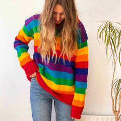 Rainbow Stripy Jumper-Jumpers, Hoodies & Cardigans-Siesta Crafts