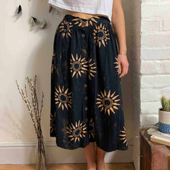 Black Sun Button Skirt-Skirts-Siesta Crafts