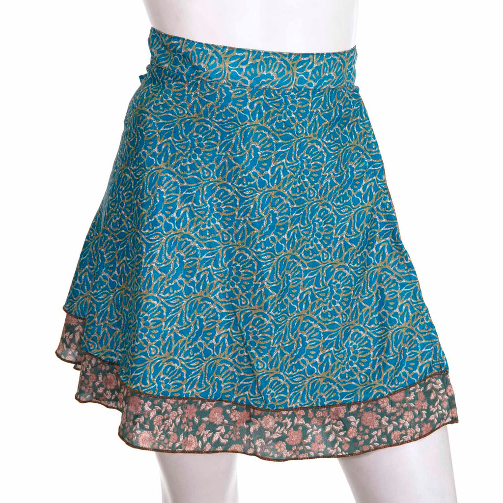 Recycled Sari Mini Wrap Skirt-Skirts-Siesta Crafts