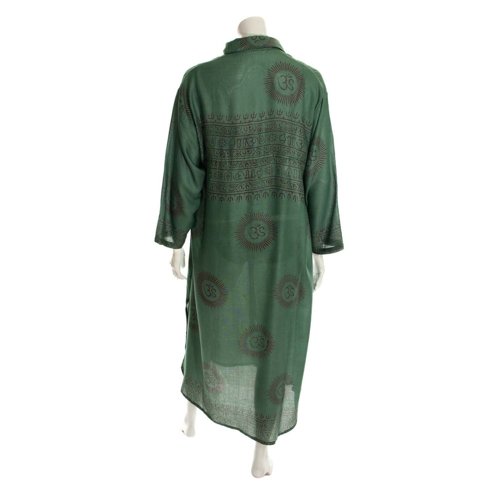 Om Fabric Long Shirt Dress-Dresses-Siesta Crafts