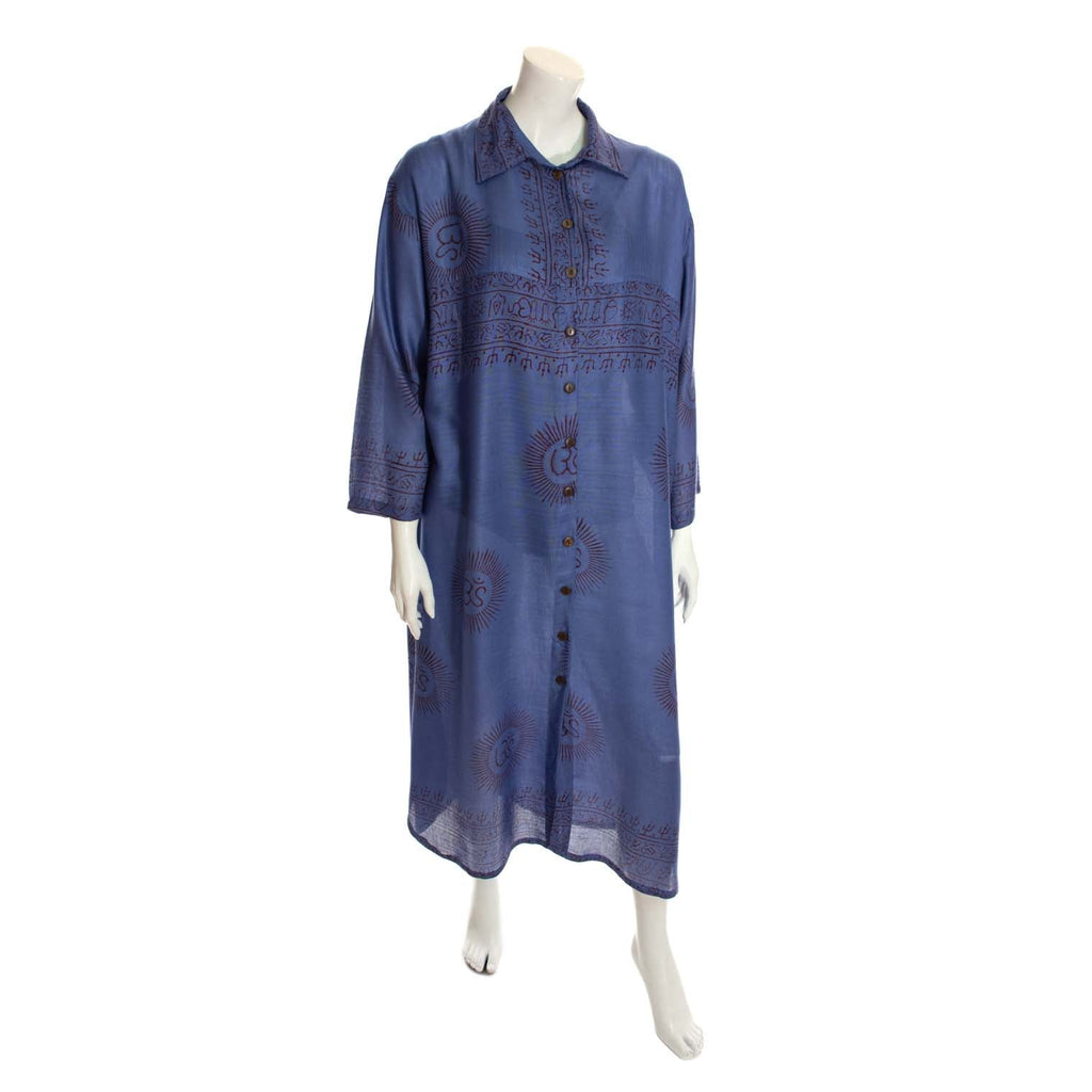 Om Fabric Long Shirt Dress-Dresses-Siesta Crafts