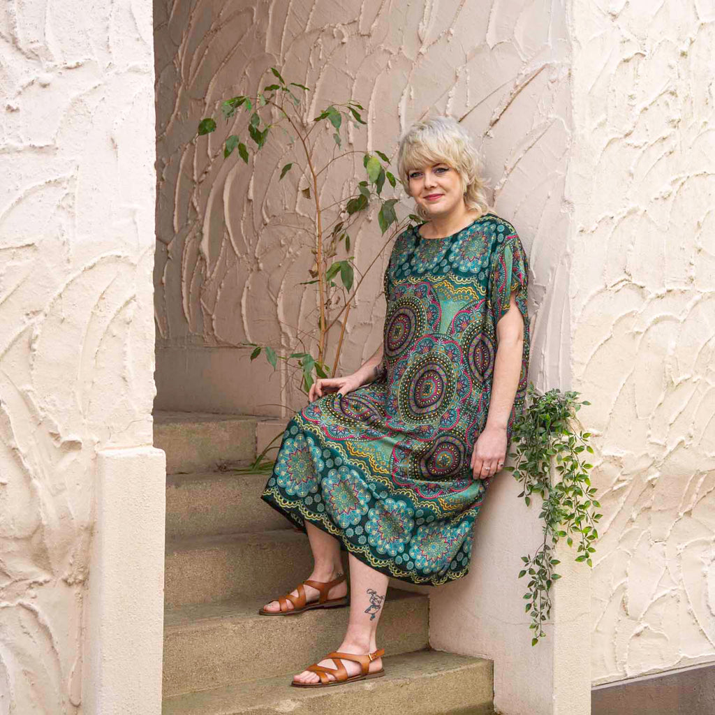Thai Rose Shift Dress-Dresses-Siesta Crafts