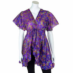 Recycled Sari Waterfall Top-Tops-Siesta Crafts