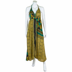Recycled Sari Tie Up Halter Dress-Dresses-Siesta Crafts