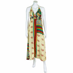 Recycled Sari Tie Up Halter Dress-Dresses-Siesta Crafts