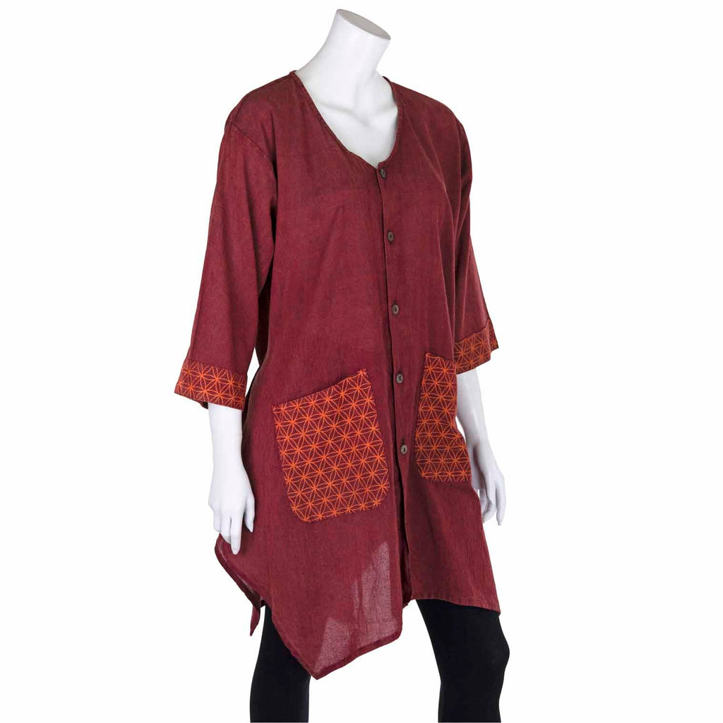 Patterned Pocket Smock Dress-Tops-Siesta Crafts