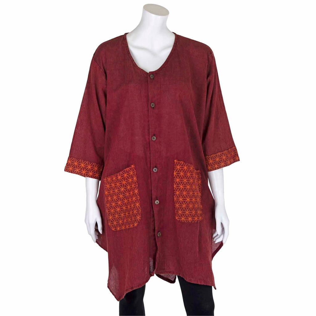 Patterned Pocket Smock Dress-Tops-Siesta Crafts