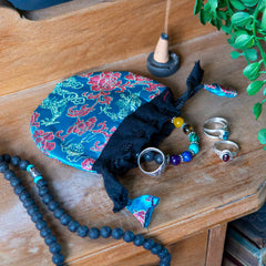 Brocade Drawstring Pouch-Bags & Purses-Siesta Crafts