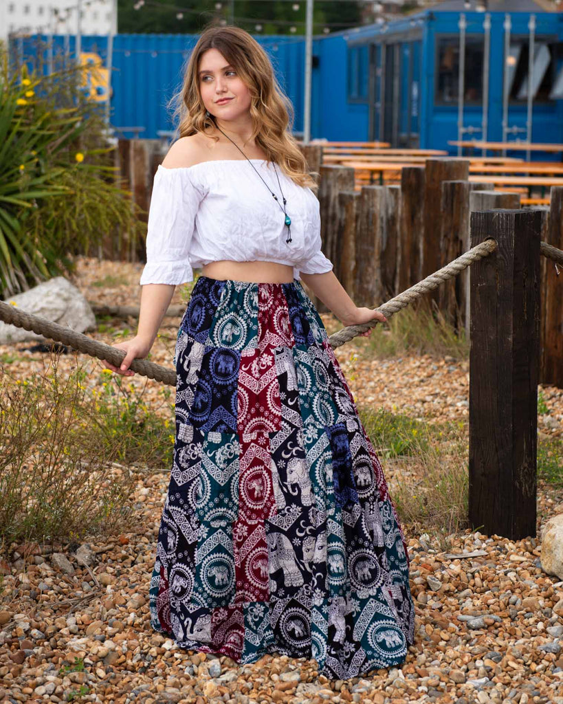 Thai Elephant Patch Skirt-Skirts-Siesta Crafts