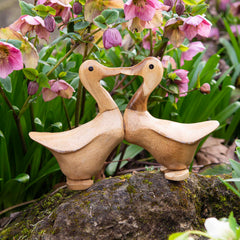 Kissing Bamboo Root Ducks-Ornaments & Figurines-Siesta Crafts