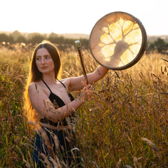 Raw Goat Skin Shamanic Drum 40cm-Drums-Siesta Crafts