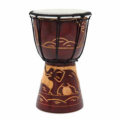 Carved Elephant Djembe Drum 20cm-Drums-Siesta Crafts