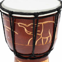 Carved Elephant Djembe Drum 20cm-Drums-Siesta Crafts