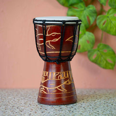 Carved Gecko Djembe Drum 20cm-Drums-Siesta Crafts