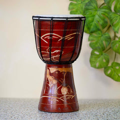 Carved Elephant Djembe Drum 30cm-Drums-Siesta Crafts