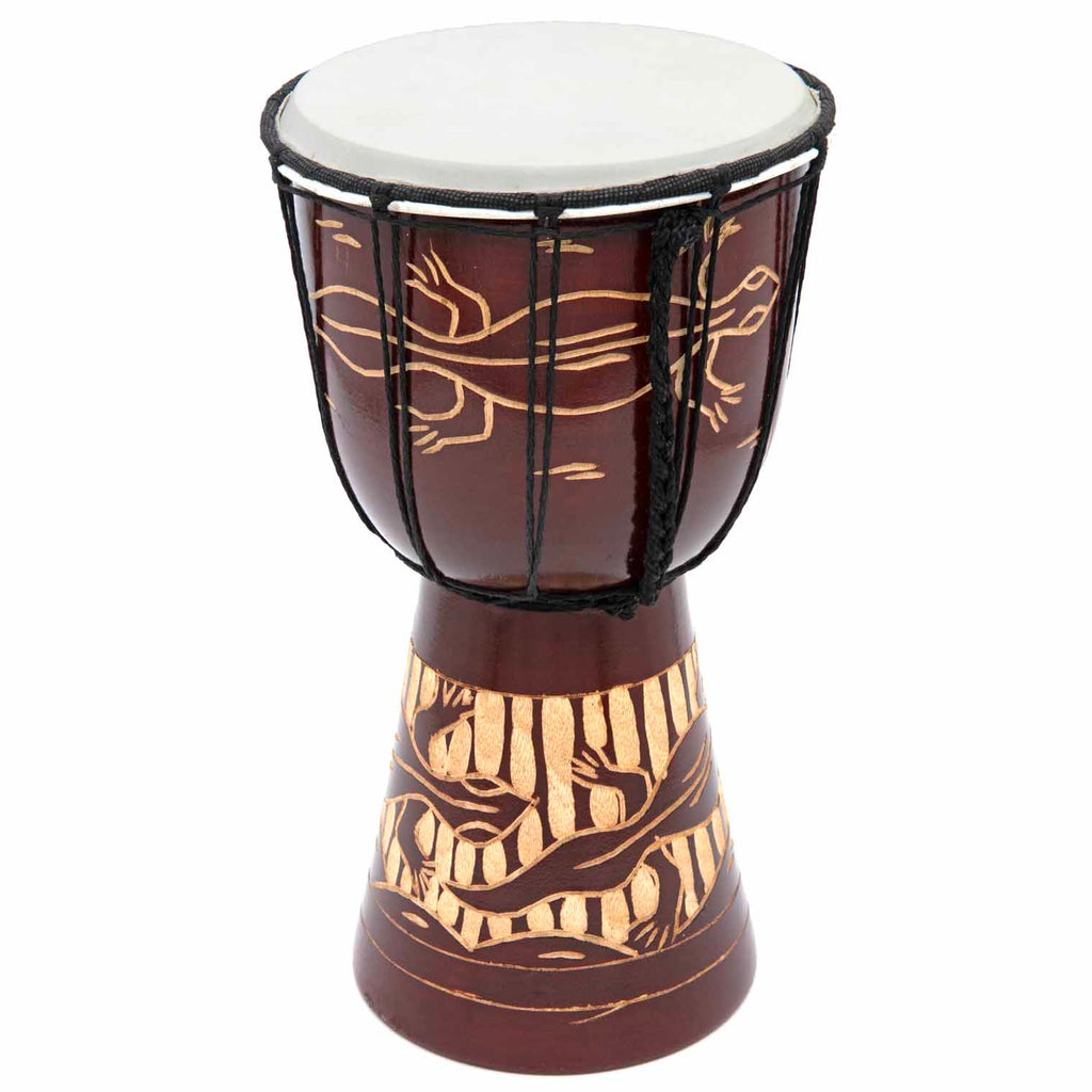 Carved Gecko Djembe Drum 30cm-Drums-Siesta Crafts