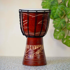 Carved Gecko Djembe Drum 30cm-Drums-Siesta Crafts
