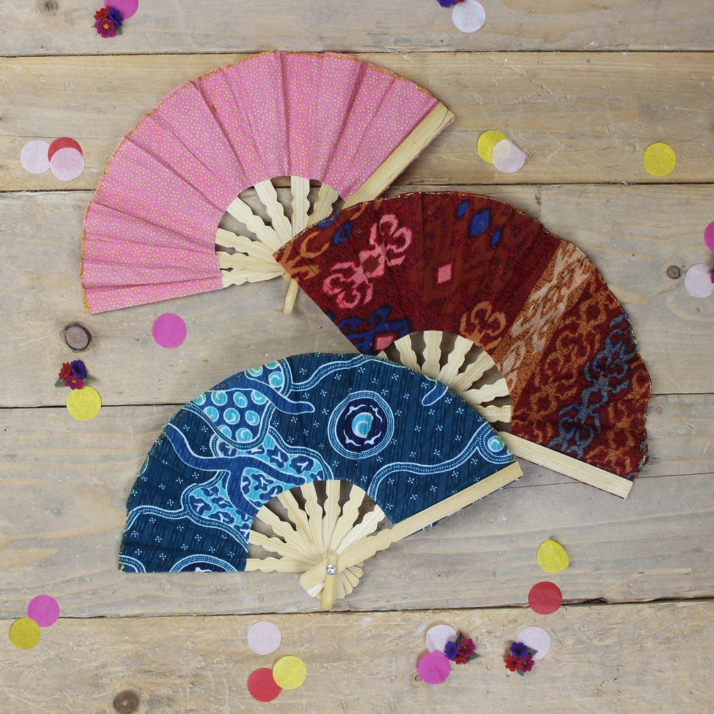 Ten Balinese Batik Fans-Garden & Outdoors-Siesta Crafts
