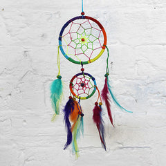 Small Bright Rainbow Dreamcatcher-Home Décor-Siesta Crafts
