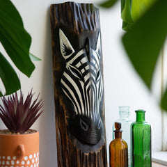 Zebra Face in Wood-Ornaments & Figurines-Siesta Crafts