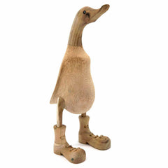 Natural Bamboo Root Duck with Boots-Ornaments & Figurines-Siesta Crafts