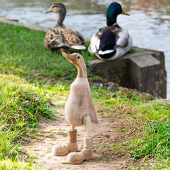 Natural Bamboo Root Duck with Boots-Ornaments & Figurines-Siesta Crafts