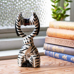 Kissing Cartoon Zebras-Ornaments & Figurines-Siesta Crafts