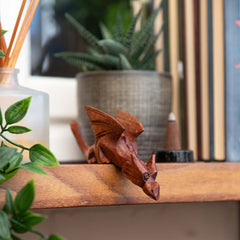 Small Natural Wood Shelf Dragon