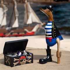 Small Blue Pirate Duck-Ornaments & Figurines-Siesta Crafts