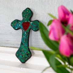 Small Mosaic Cross with Heart-Home Décor-Siesta Crafts