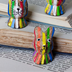 Stripy Pocket Rabbit-Ornaments & Figurines-Siesta Crafts