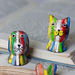 Stripy Pocket Cat-Ornaments & Figurines-Siesta Crafts