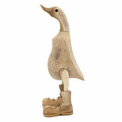 Natural Bamboo Root Duck With Boots - 25cm-Ornaments & Figurines-Siesta Crafts