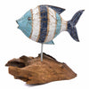 Blue Rustic Fish on Driftwood-Ornaments & Figurines-Siesta Crafts