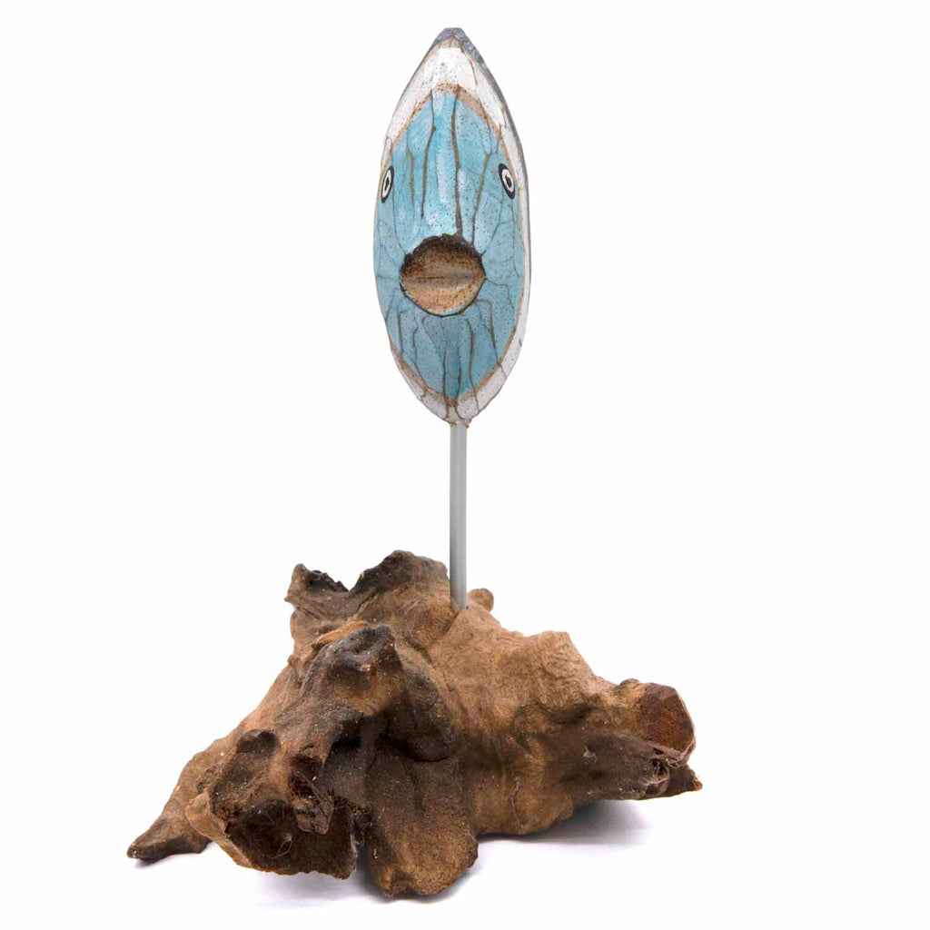 Blue Rustic Fish on Driftwood-Ornaments & Figurines-Siesta Crafts