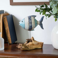 Blue Rustic Fish on Driftwood