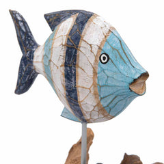 Blue Rustic Fish on Driftwood-Ornaments & Figurines-Siesta Crafts